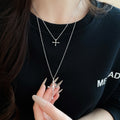 Light Luxury Metal Cross Sweater Necklace For Women Minimalist Geometric Fashion Accessory view 3