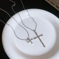 Light Luxury Metal Cross Sweater Necklace For Women Minimalist Geometric Fashion Accessory view 2