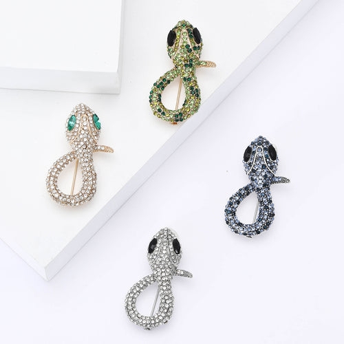 Alloy Rhinestone Mini Snake Brooch Pin For Unisex Fashion Apparel