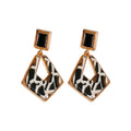 Chic Leopard Print Acetate Resin Diamond Shape Rhinestone Stud Earrings For Women view 5