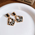 Chic Leopard Print Acetate Resin Diamond Shape Rhinestone Stud Earrings For Women view 4