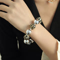 European Vintage Leopard Print Beaded Sweater Chain Bracelet Autumn Winter Punk Statement Jewelry view 2