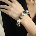 European Vintage Leopard Print Beaded Sweater Chain Bracelet Autumn Winter Punk Statement Jewelry view 3