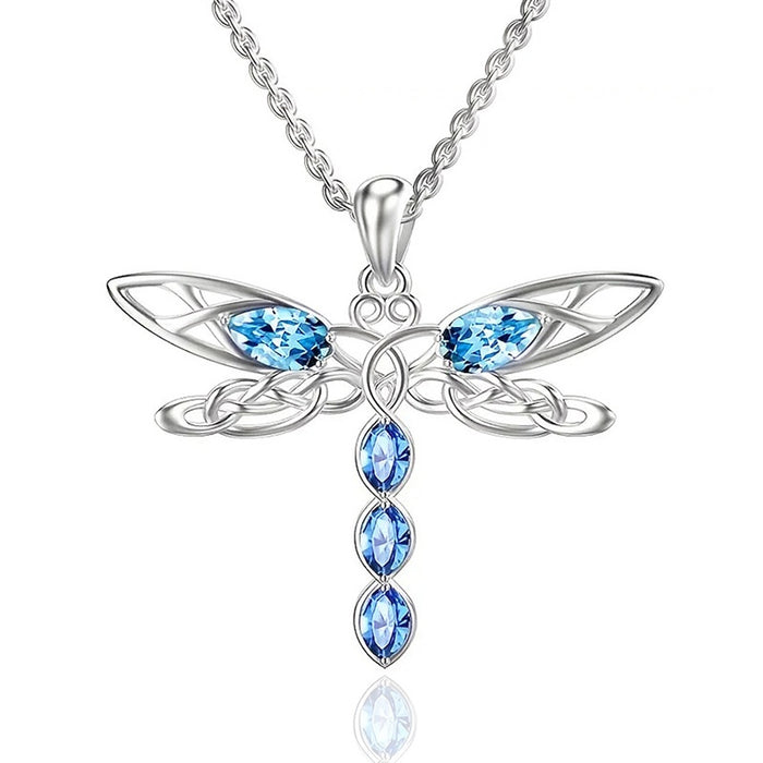 Dragonfly Zircon Pendant Necklace, Elegant Trendy Design Fashion Jewelry Accessory For Women