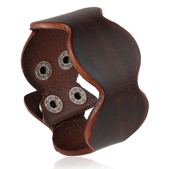 European American Simple Fashion Vintage Cowhide Leather Bracelet Trendy Creative Accessory