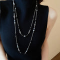 Light Luxury Faux Pearl Flower Crystal Sweater Necklace For Women, Geometric Round Winter Jewelry view 3