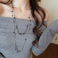 Light Luxury Faux Pearl Flower Crystal Sweater Necklace For Women, Geometric Round Winter Jewelry view 2