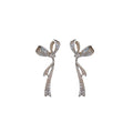 Copper Bowknot Tassel Drop Earrings With Sparkling Zircon, Light Luxury Fashion Ear Jewelry view 5