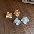 Light Luxury Copper Zircon Flower Stud Earrings For Women Minimalist Fashion Jewelry view 3