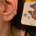 Gold Plated Copper Round Zircon Stud Earrings With Silver Posts For Women Light Luxury Jewelry view 1