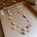 French Chic Faux Pearl Sweater Necklace For Women, Round Geometric Light Luxury Accessory view 2