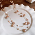 French Chic Faux Pearl Sweater Necklace For Women, Round Geometric Light Luxury Accessory view 4