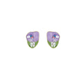 Vintage French Luxury Monet Garden Irregular Purple Flower Enamel Rhinestone Pearl Bead Alloy Stud Earrings view 5