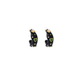 Luxury Irregular C-Shaped Black Enamel Heart Studs With Rhinestone Accents Silver Needle Earrings view 5