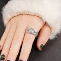 Textured Geometric Zircon Ring For Women, Elegant Light Luxury European Style Finger Jewelry view 3