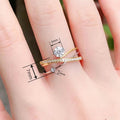 French Commuter Style Multi Layer Geometric Line Ring For Women With Four Prong Zircon Setting view 4