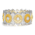 European American Floral Geometric Women's Ring, Two Tone Pastoral Elegant Jewelry view 5