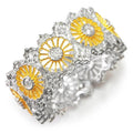 European American Floral Geometric Women's Ring, Two Tone Pastoral Elegant Jewelry view 3