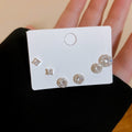 Gold Plated Copper Round Zircon Stud Earrings With Silver Posts, Light Luxury Geometric Jewelry view 2