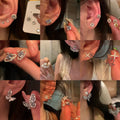 Light Luxury Asymmetric Horn Stud Earrings With Faux Pearl And Sparkling Rhinestone Accents view 2