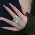 Sparkling Rhinestone Flower Ring For Women view 3