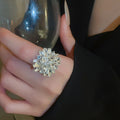 Sparkling Rhinestone Flower Ring For Women view 1