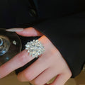 Sparkling Rhinestone Flower Ring For Women view 4