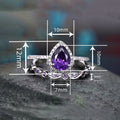 Two Piece Water Drop Ring Set With Purple Micro Pave Zircon Elegant Women's Jewelry view 4