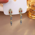 Luxury Alloy Snake Shape Full Rhinestone Red Zircon Dangle Drop Earrings For Women Elegant Earrings view 1