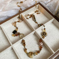 Vintage Butterfly Flower Ceramic Heart Glass Crystal Sweater Necklace For Women view 3