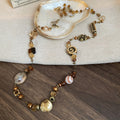 Vintage Butterfly Flower Ceramic Heart Glass Crystal Sweater Necklace For Women view 1