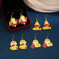 Luxury Cute Snake Zodiac New Year Blessing Alloy Enamel Red Gold Lucky Charm Drop Dangle Earrings view 1