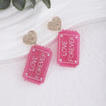 Korean Heart LOVE Glitter Acrylic Drop Earrings Romantic Light Luxury Sweet Girl Fashion Jewelry view 2