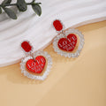 Korean Heart LOVE Glitter Acrylic Drop Earrings Romantic Light Luxury Sweet Girl Fashion Jewelry view 4