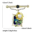Alloy Enamel Sunflower Painting Brooch For Women's Fashion Apparel view 4