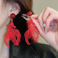 Vintage Metal Hollow Goldfish Clip-on Earrings, Light Luxury No-Piercing Animal Dangle Jewelry view 1