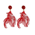 Vintage Metal Hollow Goldfish Clip-on Earrings, Light Luxury No-Piercing Animal Dangle Jewelry view 5
