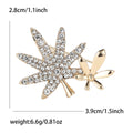 Rhinestone Alloy Double Maple Leaf Brooch Pin For Women's Apparel view 4