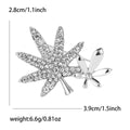 Rhinestone Alloy Double Maple Leaf Brooch Pin For Women's Apparel view 6