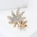 Rhinestone Alloy Double Maple Leaf Brooch Pin For Women's Apparel view 3