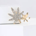 Rhinestone Alloy Double Maple Leaf Brooch Pin For Women's Apparel view 2