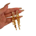 Copper Zircon Tassel Drop Earrings For Women, Geometric Round Statement Luxury Style view 5
