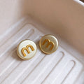 Alloy Round Letter Stud Earrings For Women Minimalist Modern Light Luxury Fashion Jewelry view 4