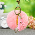 Crystal High Heel Keychains with Faux Fur Pompoms in Three Colors view 7