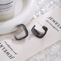 Vintage Leopard Print Acrylic Square Hoop Studs With Silver Pins, Light Luxury Fashion Earrings view 3