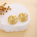 Luxury Gold Alloy Irregular Heart Star Geometric Textured Metal Stud Earrings view 3