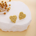 Luxury Gold Alloy Irregular Heart Star Geometric Textured Metal Stud Earrings view 4