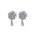 Rhinestone Flower Faux Pearl Necklace Bracelet Earrings Jewelry Set, Light Luxury Collarbone Style view 5