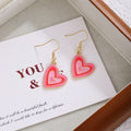 Sweet Pink Enamel Heart Rainbow Love Puzzle Hot Air Balloon Alloy Drop Hook Earrings view 4