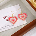 Sweet Pink Enamel Heart Rainbow Love Puzzle Hot Air Balloon Alloy Drop Hook Earrings view 2